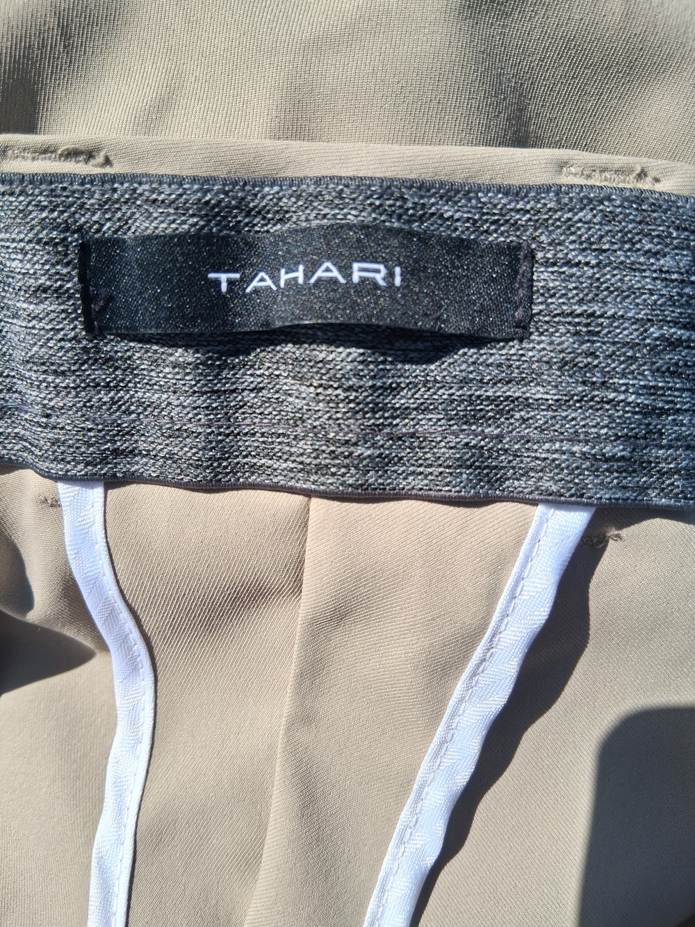 Tahari Beige Dress with Gray Waistband